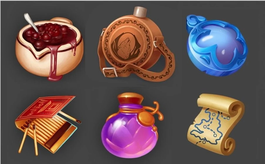 Candidate's flask icon placed alongside the reference icon set to compare angle, construction, leather strap and metal lid