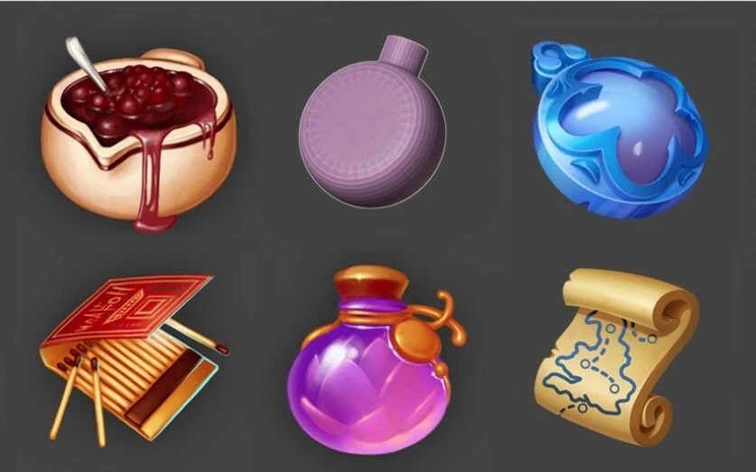 The 3D flask blockout after adjustments - tilted to the right, thicker lid, face rotated forward, with empty space reserved for the strap
