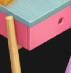 Stylized 2D revision of the children's table prop with drawers redrawn as separate openable elements