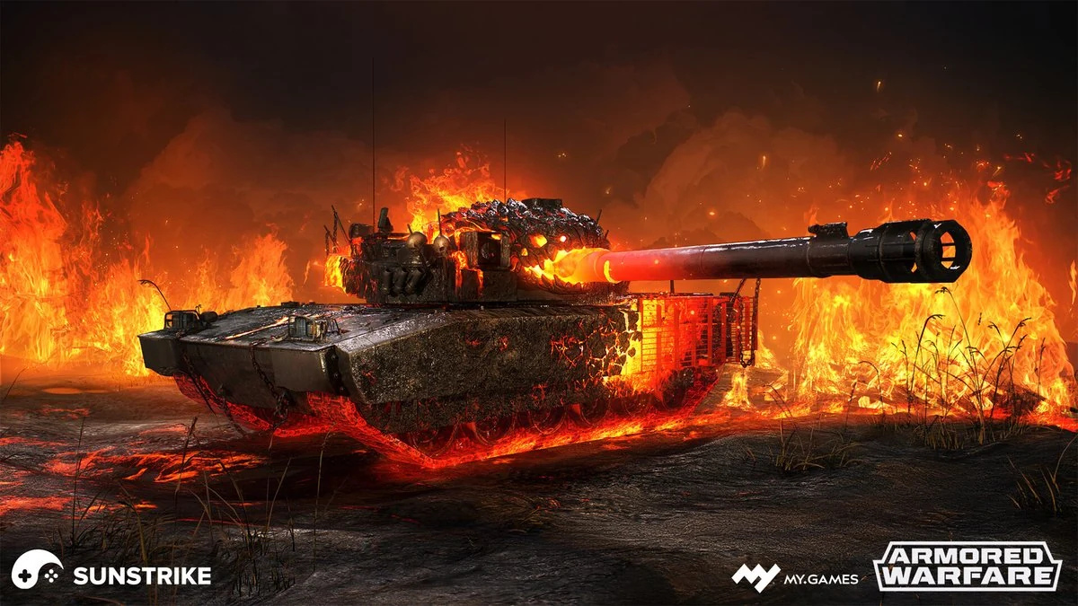 Hellbeast tank skin engulfed in flames - 3D game art for Armored Warfare by SunStrike Studios