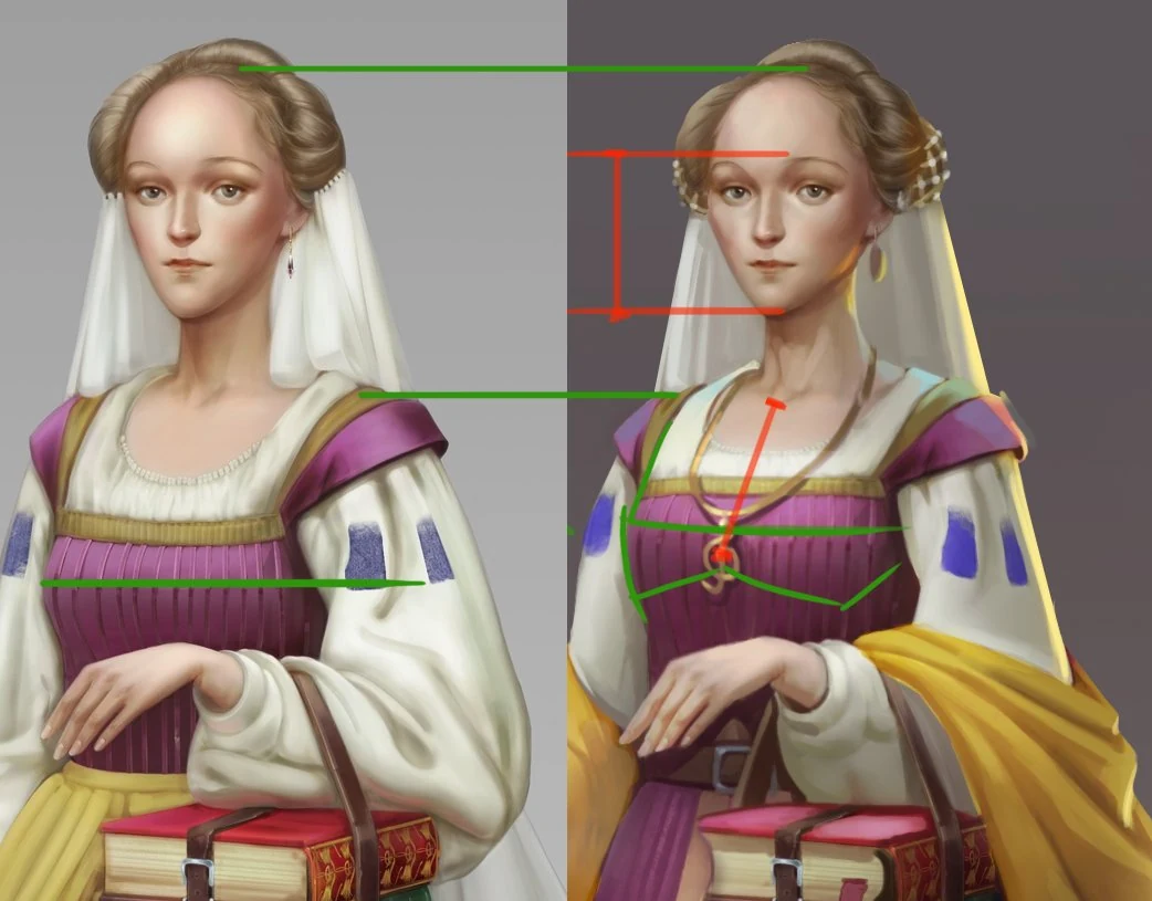 Side-by-side comparison of the original chin shape and a corrected smaller chin with a less pronounced forward protrusion
