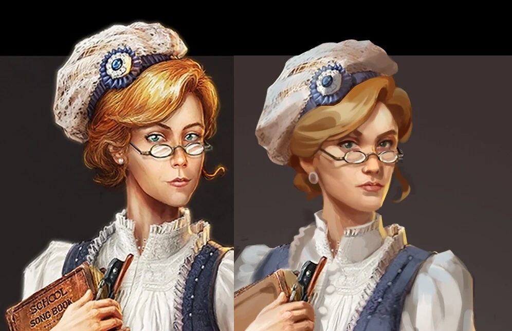 Close-up of the character's face highlighting the harsh neck shadow and the missing jaw shadow.