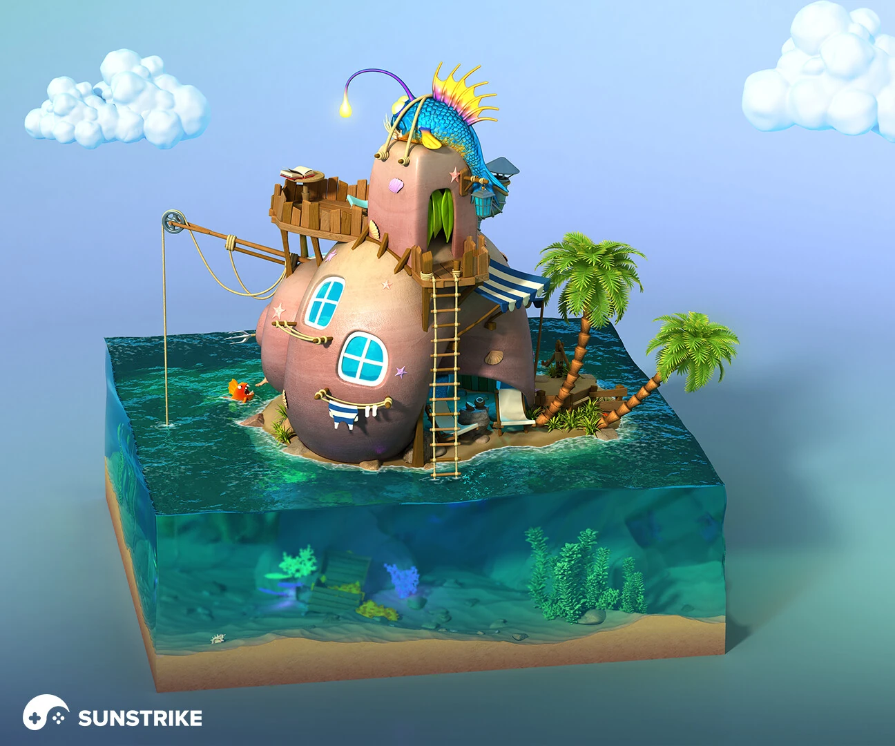 Game environment art for Island of the Underwater Devil