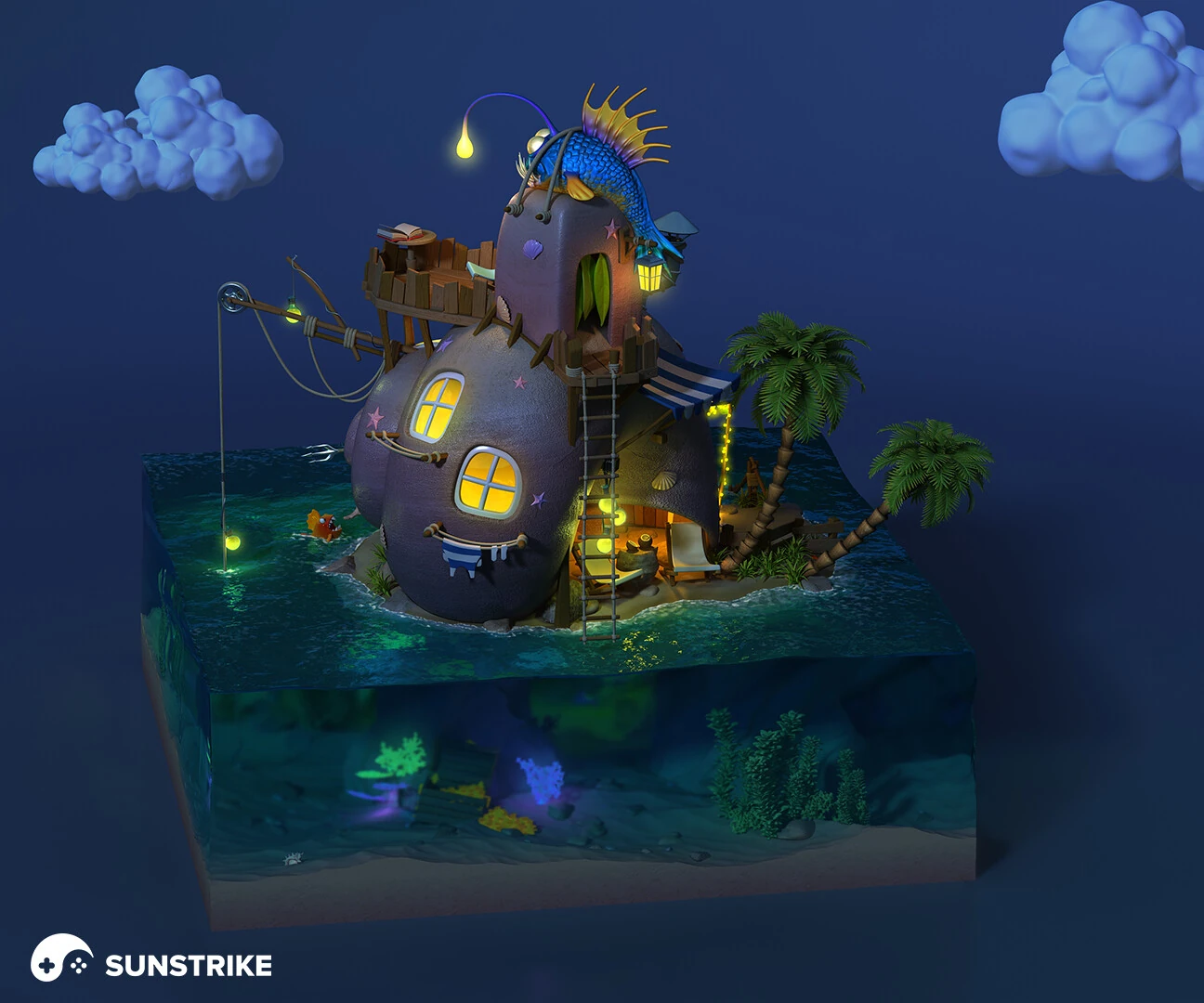 Game environment art for Island of the Underwater Devil