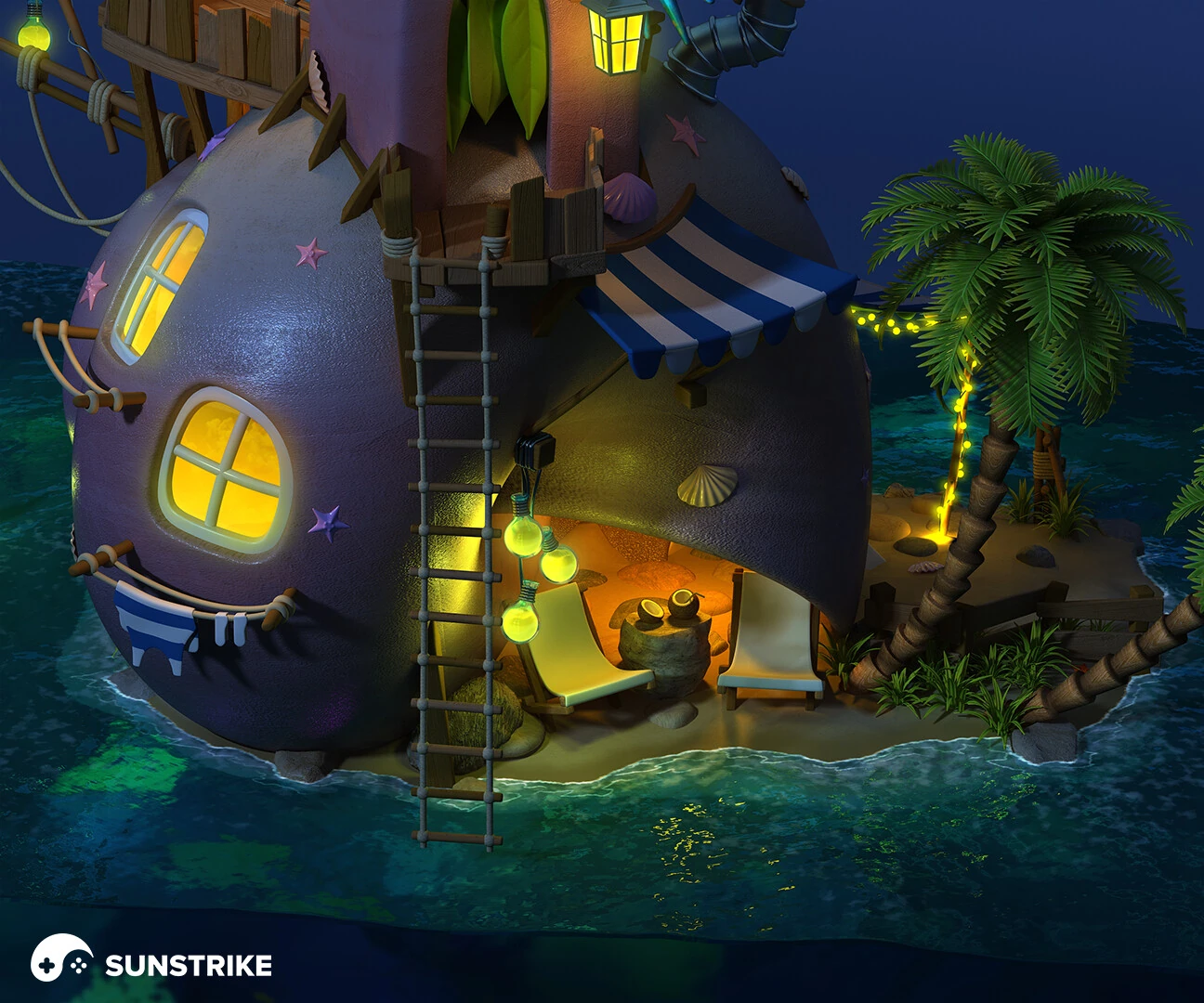 Stylized location design from Island of the Underwater Devil