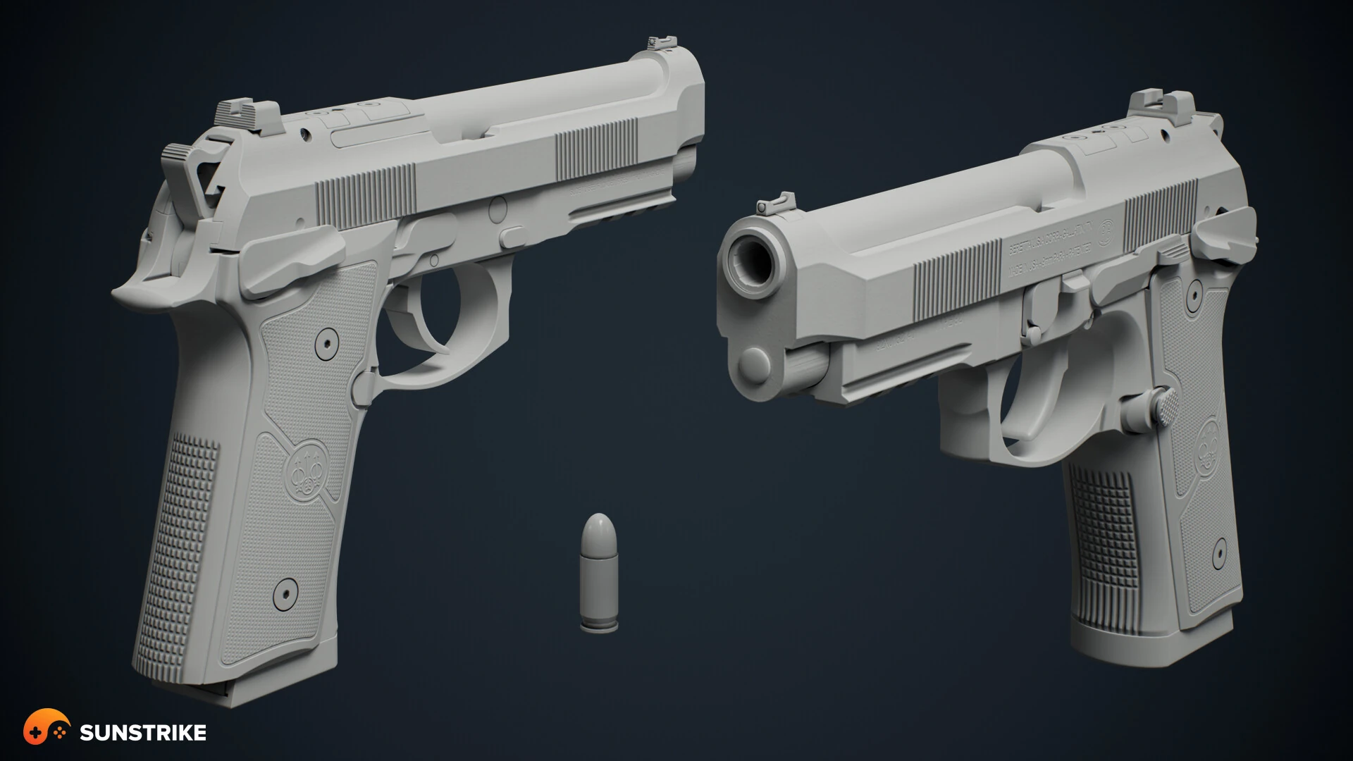 Game asset design from Beretta 92 Model