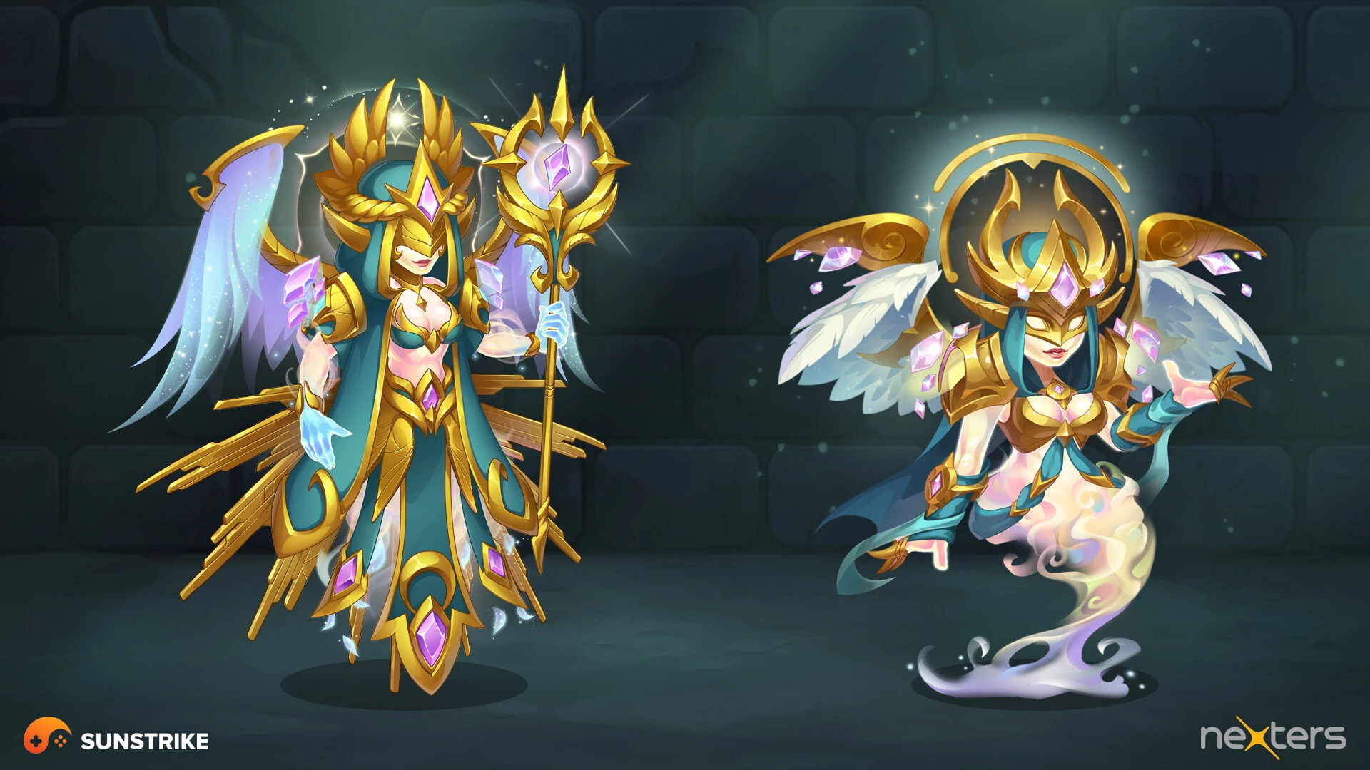 2D character design - fantasy hero and warrior cast for 2D battler mobile game