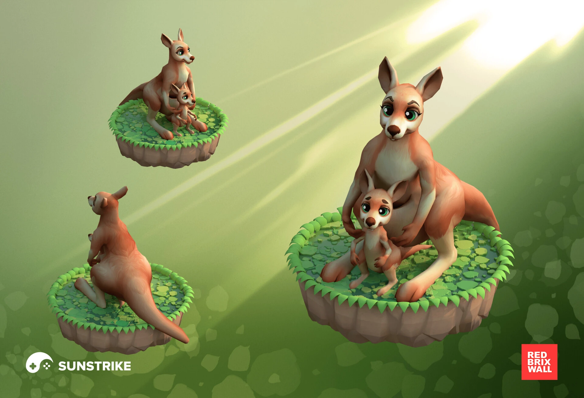 Isometric environment art for Red Brix Wall: Park Town