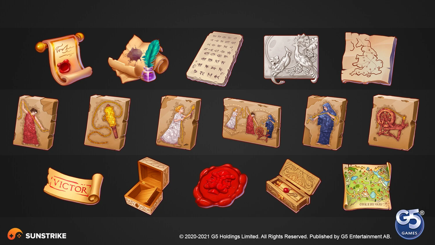 Casual UI artwork for G5 Games: Jewels of Rome
