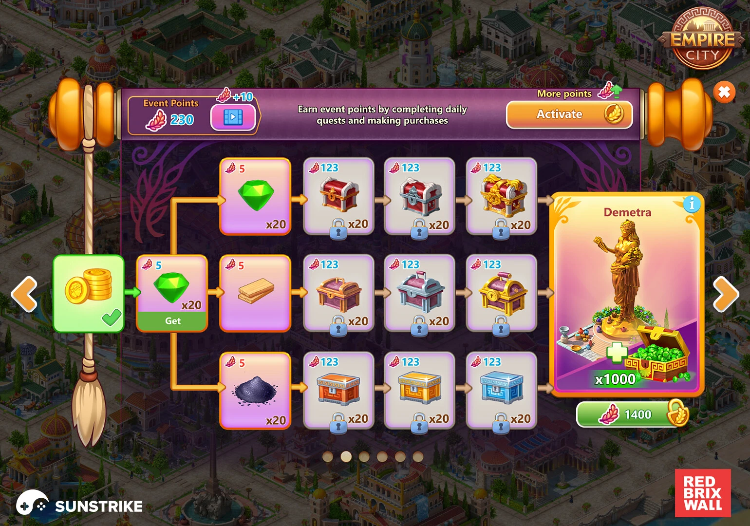 Interface element from Red Brix Wall: Empire City