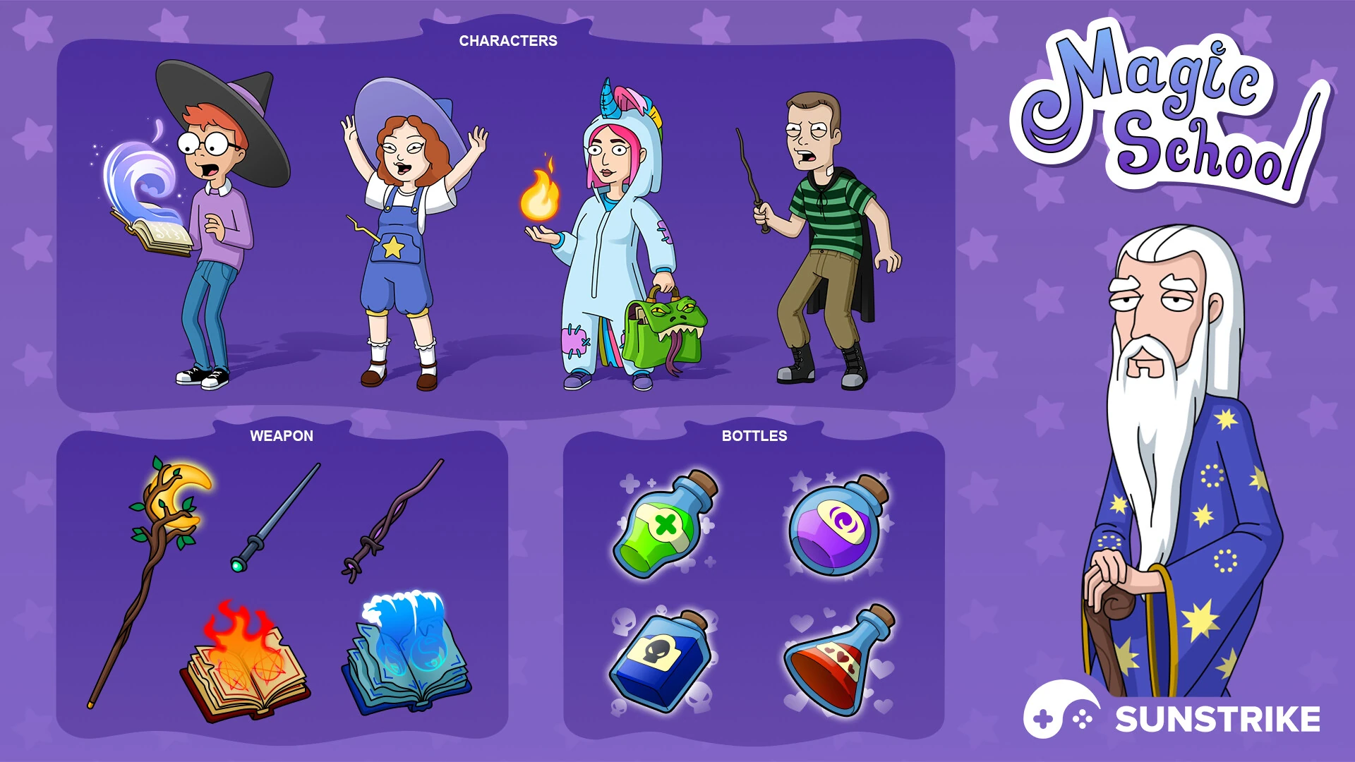 2D character portraits in vector-style game UI design