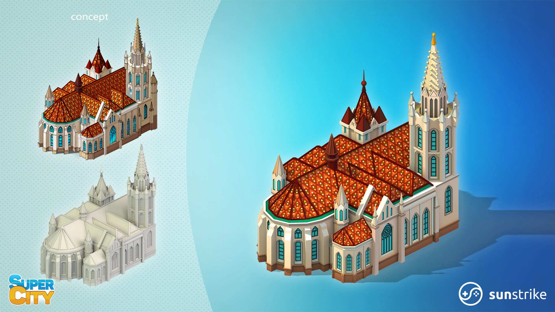 Isometric location design for PlayKot: SuperCity