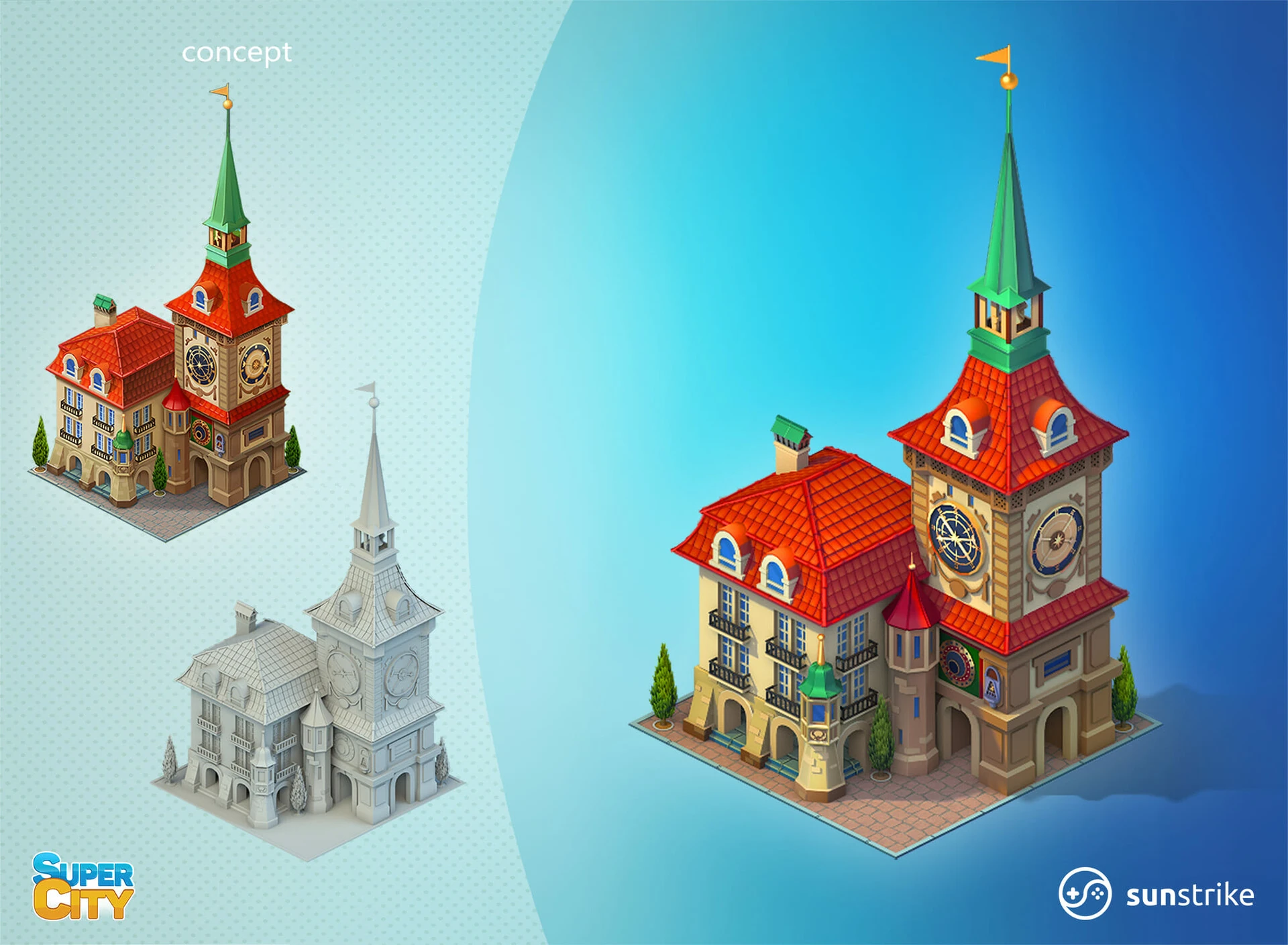 Isometric location design for PlayKot: SuperCity
