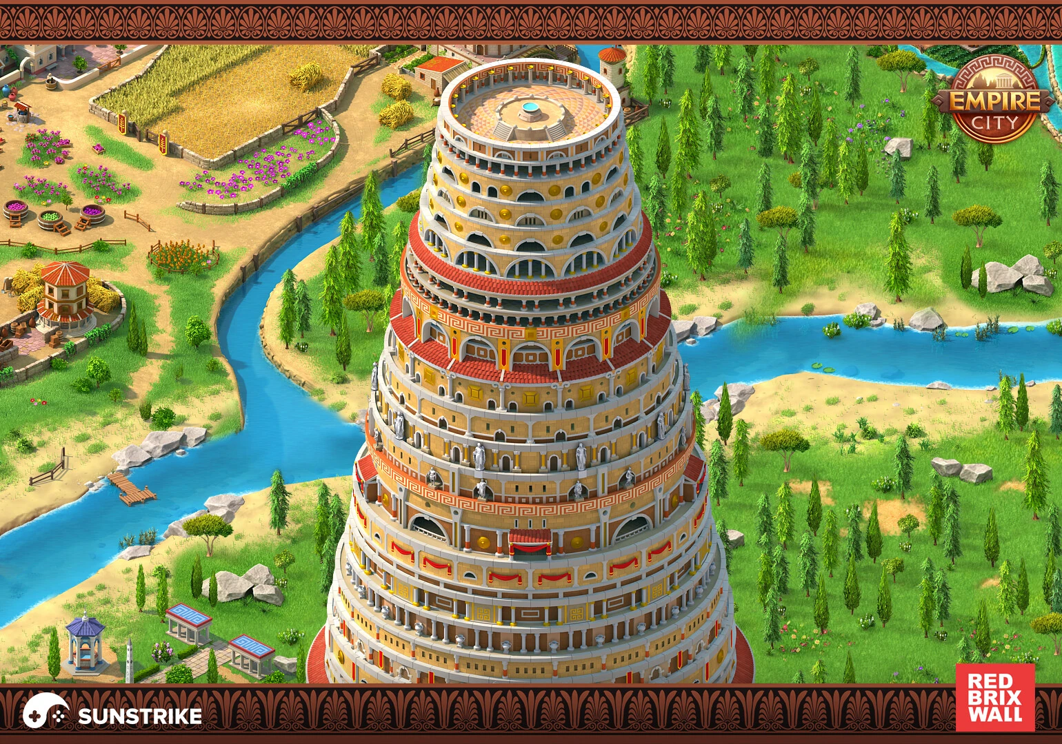Isometric game level for Red Brix Wall: Empire City