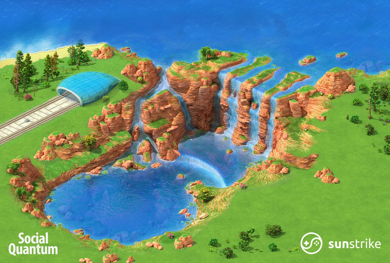 Isometric game level for Social Quantum: Megapolis