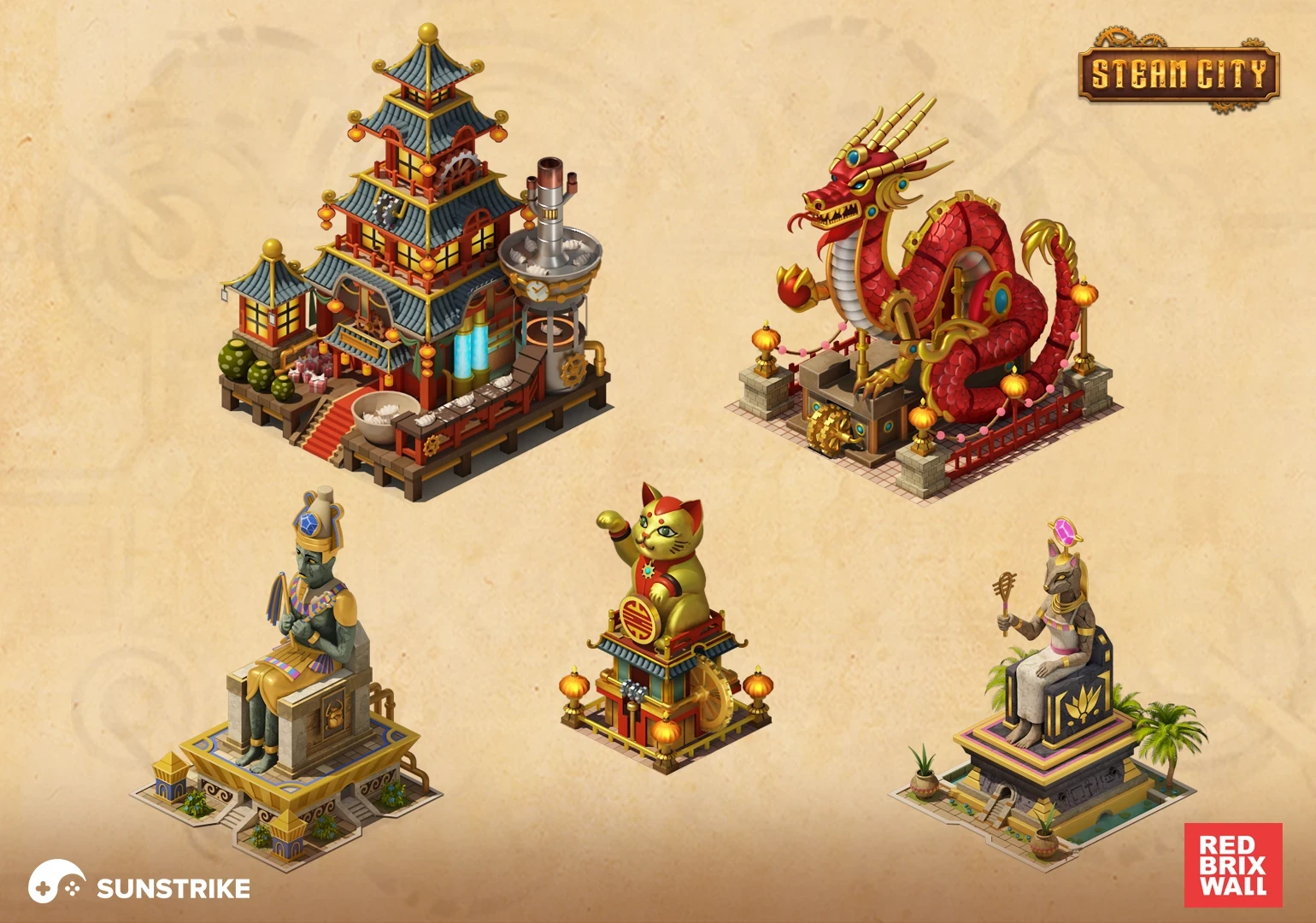 Isometric scene from Red Brix Wall: Steam City