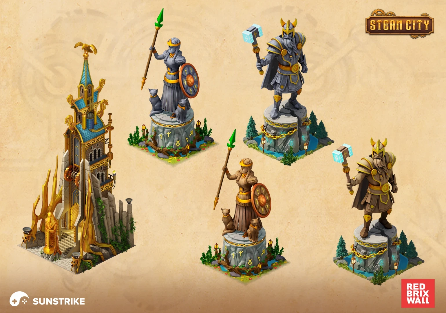 Isometric environment frame from Red Brix Wall: Steam City