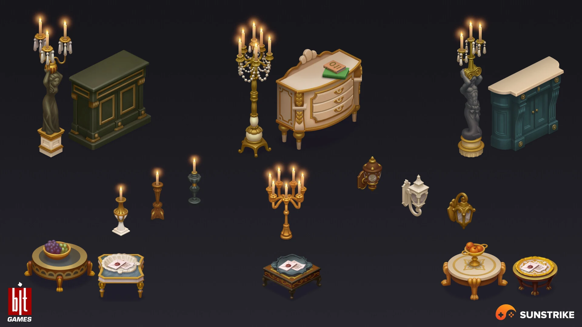 Isometric environment art for BIT.GAMES: Storyngton Hall