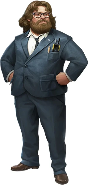 2D character design - stylized bearded businessman in suit for casual mobile game