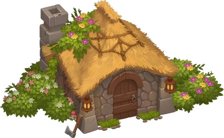 2D game art outsourcing - isometric village house environment design