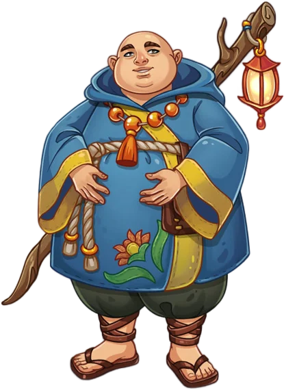 2D character design services - monk character design for video game