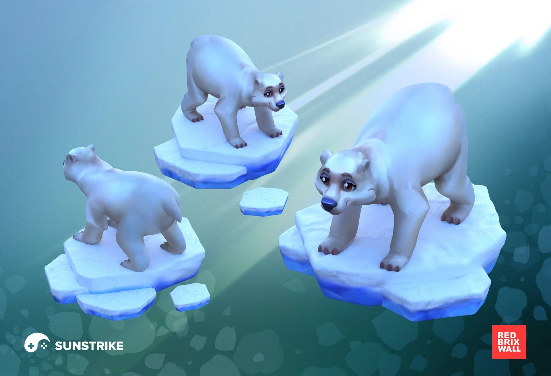 Stylized 3D character design - polar bear characters for mobile game