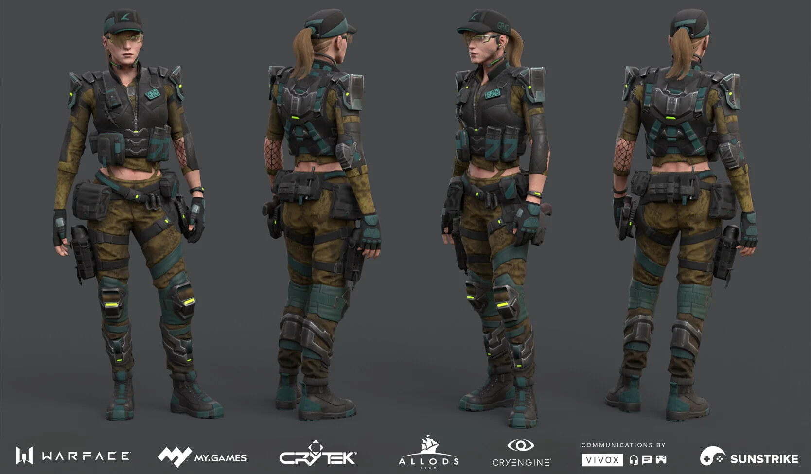 3D art outsourcing - female soldier character model for Warface