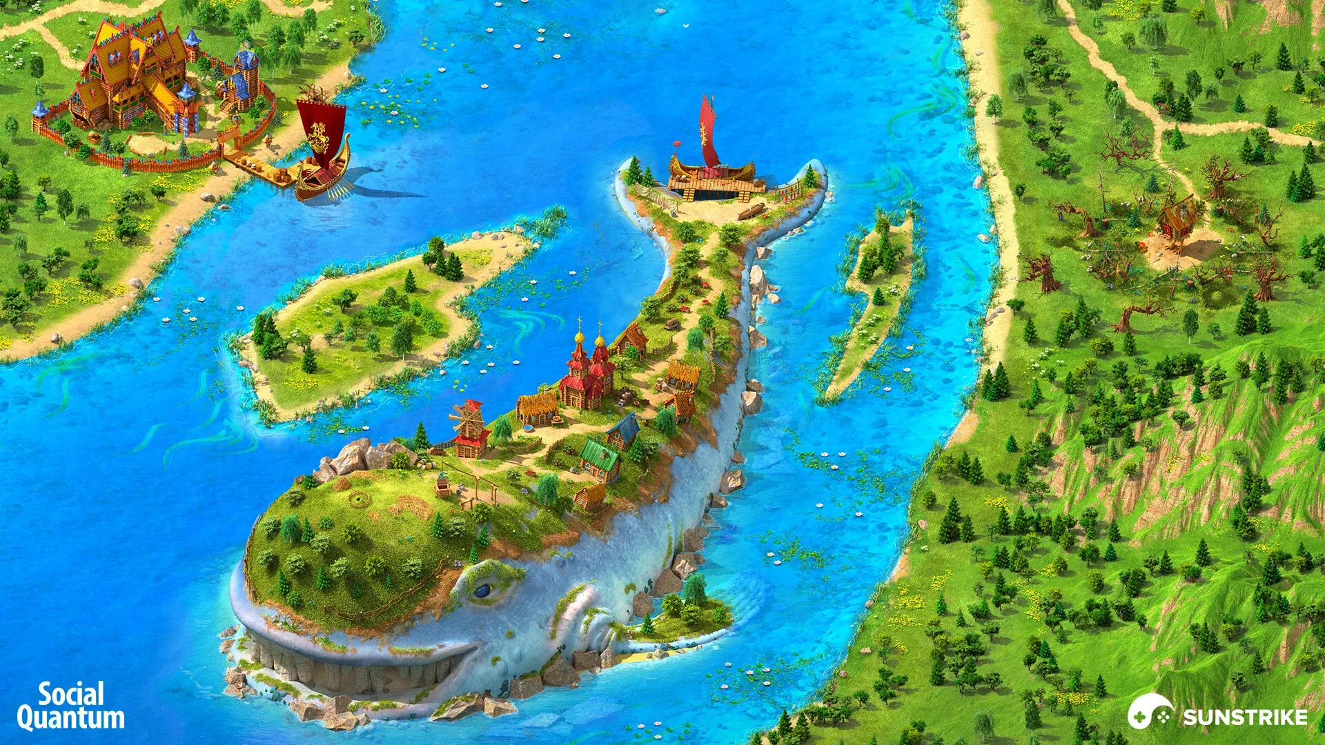 3D art outsourcing - stylized open world map render for mobile game