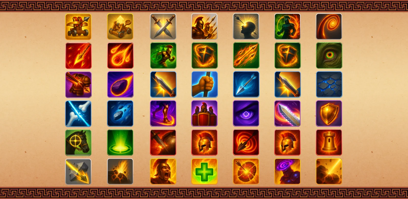 AI ability icons - RPG skill and magic icon sheet generated and polished by SunStrike Studios