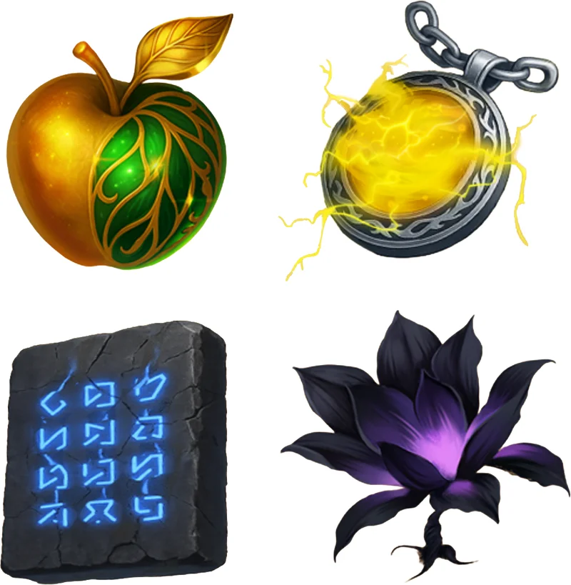 AI-assisted UI and icon design for games - inventory icons, skill icons, and HUD elements by SunStrike Studios