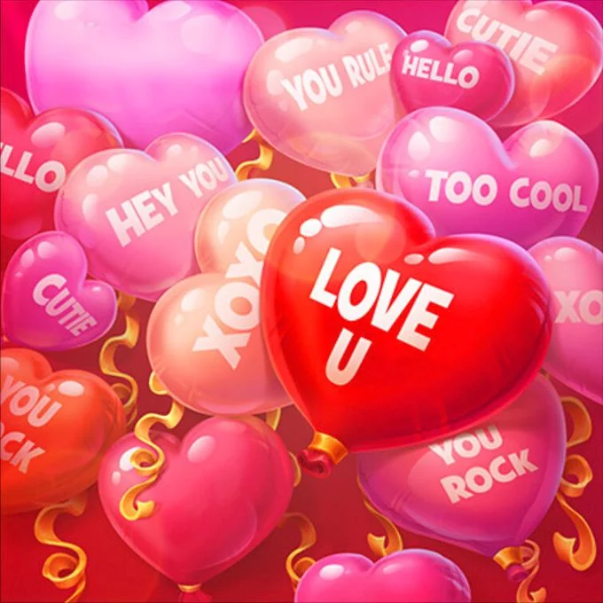 Key visual for mobile game advertisement - casual game promo art with hearts