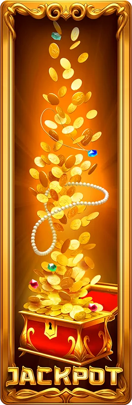 Slot machine artwork - jackpot symbol with gold coins for casino slot game